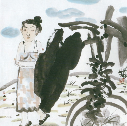 国画人物：高士对坐放清歌，墨池挥毫映成趣