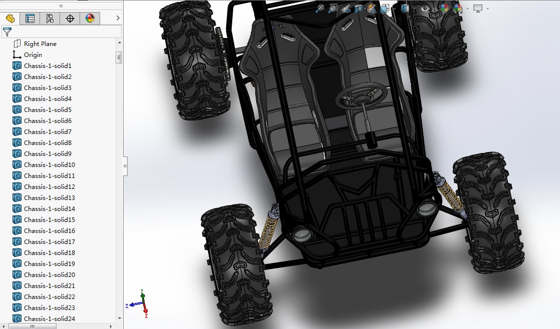 电动后轮驱动的沙漠赛车3D图纸 solidworks设计