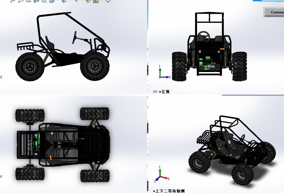 电动后轮驱动的沙漠赛车3D图纸 solidworks设计