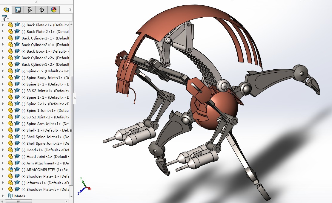 Droideka机器佣兵模型3D图纸 SOLIDWORKS