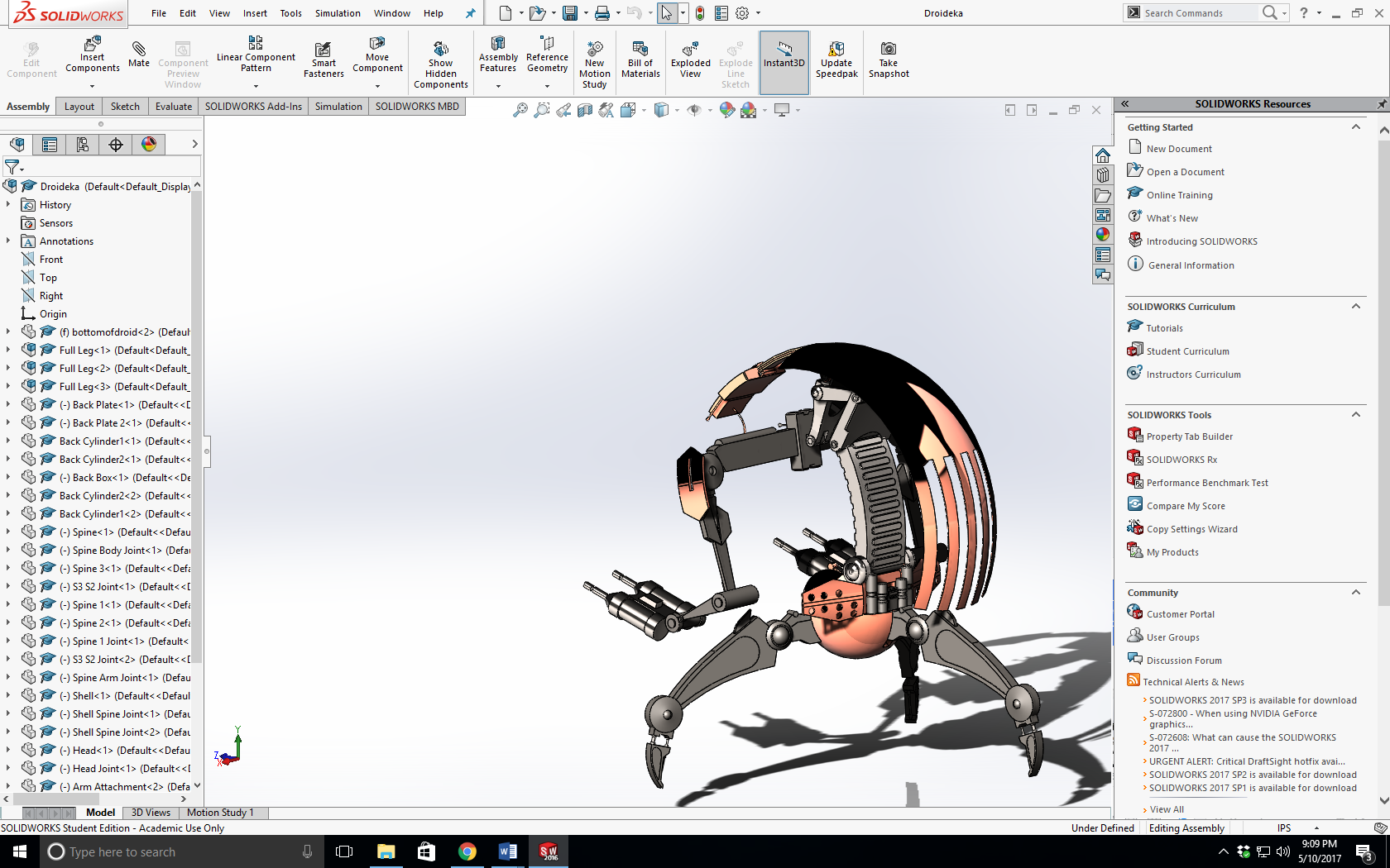 Droideka机器佣兵模型3D图纸 SOLIDWORKS