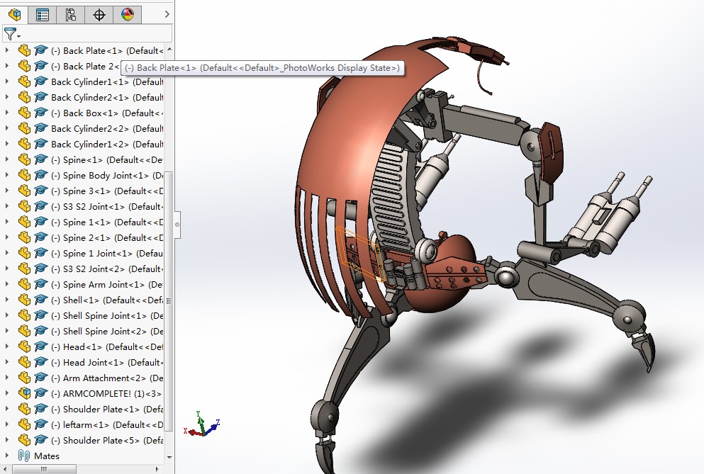 Droideka机器佣兵模型3D图纸 SOLIDWORKS