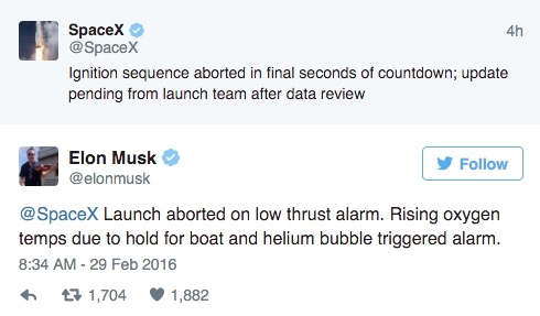 SpaceX再一次宣布发射终止：马斯克如是说