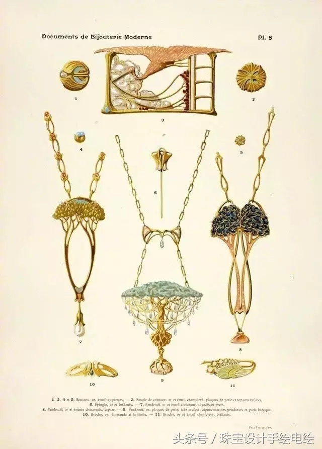 百多年前的珠宝设计手绘稿曝光