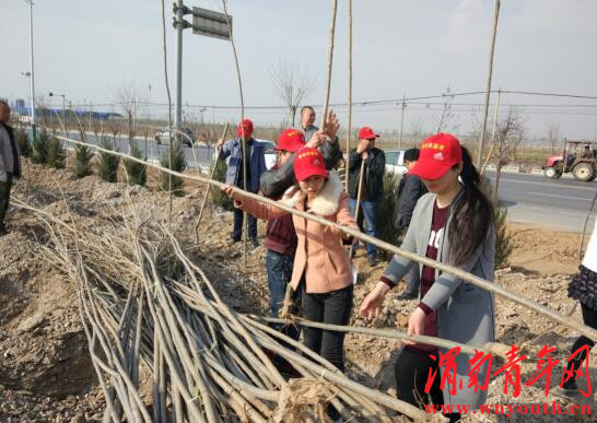 大荔县许庄镇团委开展“共建青年林，为身边添绿”义务植树活动