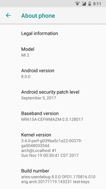 一代神机小米2取得成功刷入Android8.0 抢鲜吃奥利奥