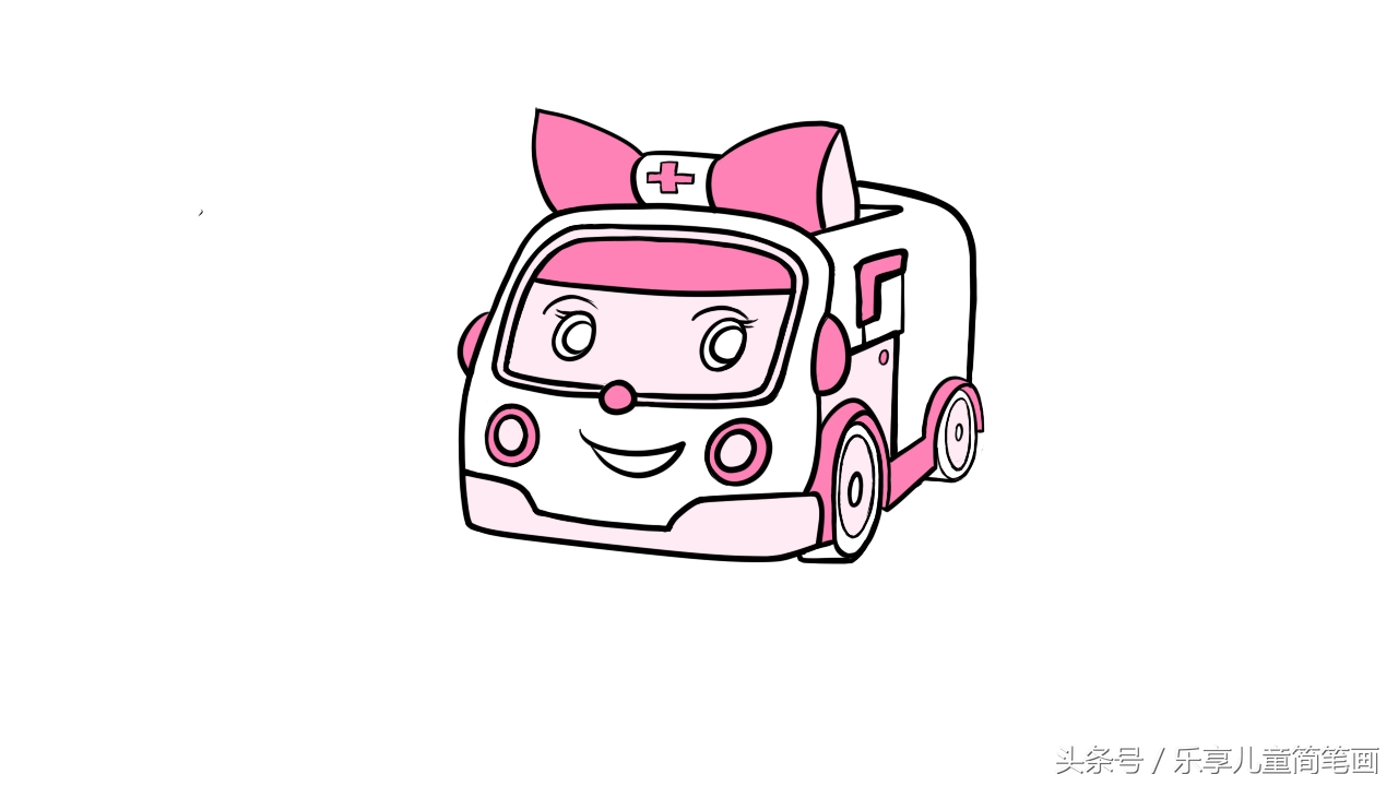 变形警车珀利安巴救护车，萌萌的小汽车，儿童卡通图文绘画教程