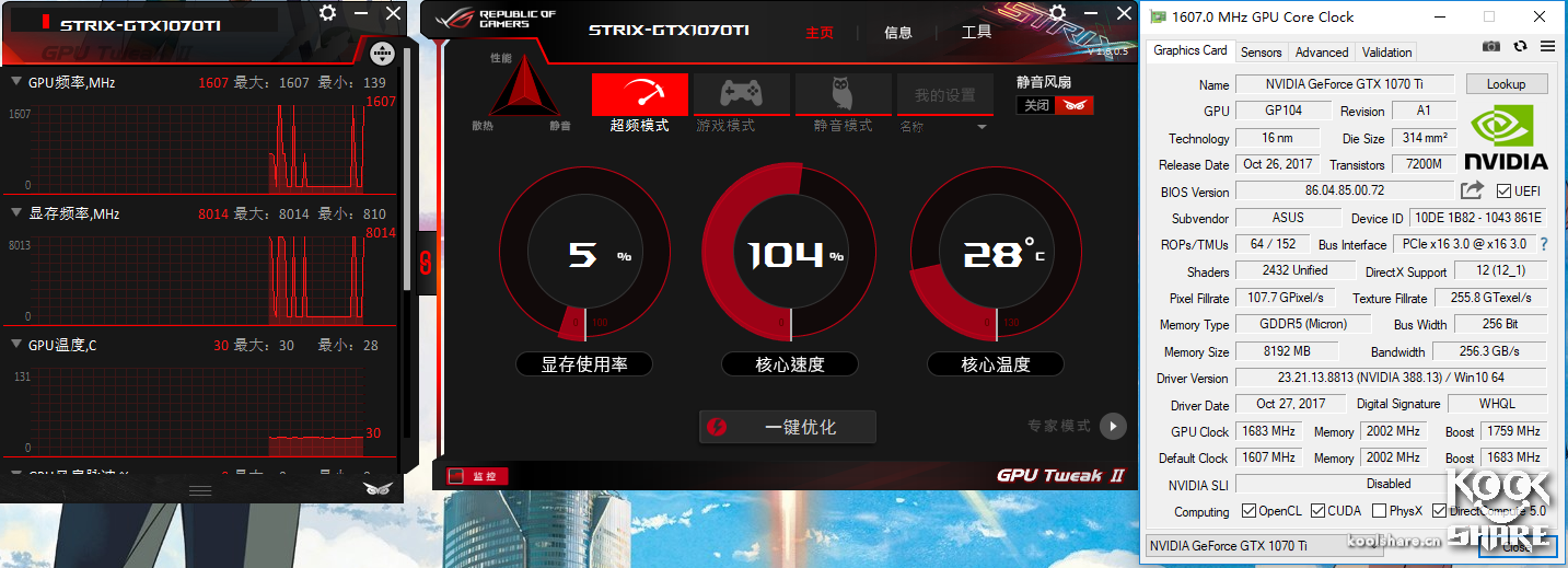 Asus 华硕 ROG-STRIX-GTX1070TI-A8G-GAMING 显卡 评测