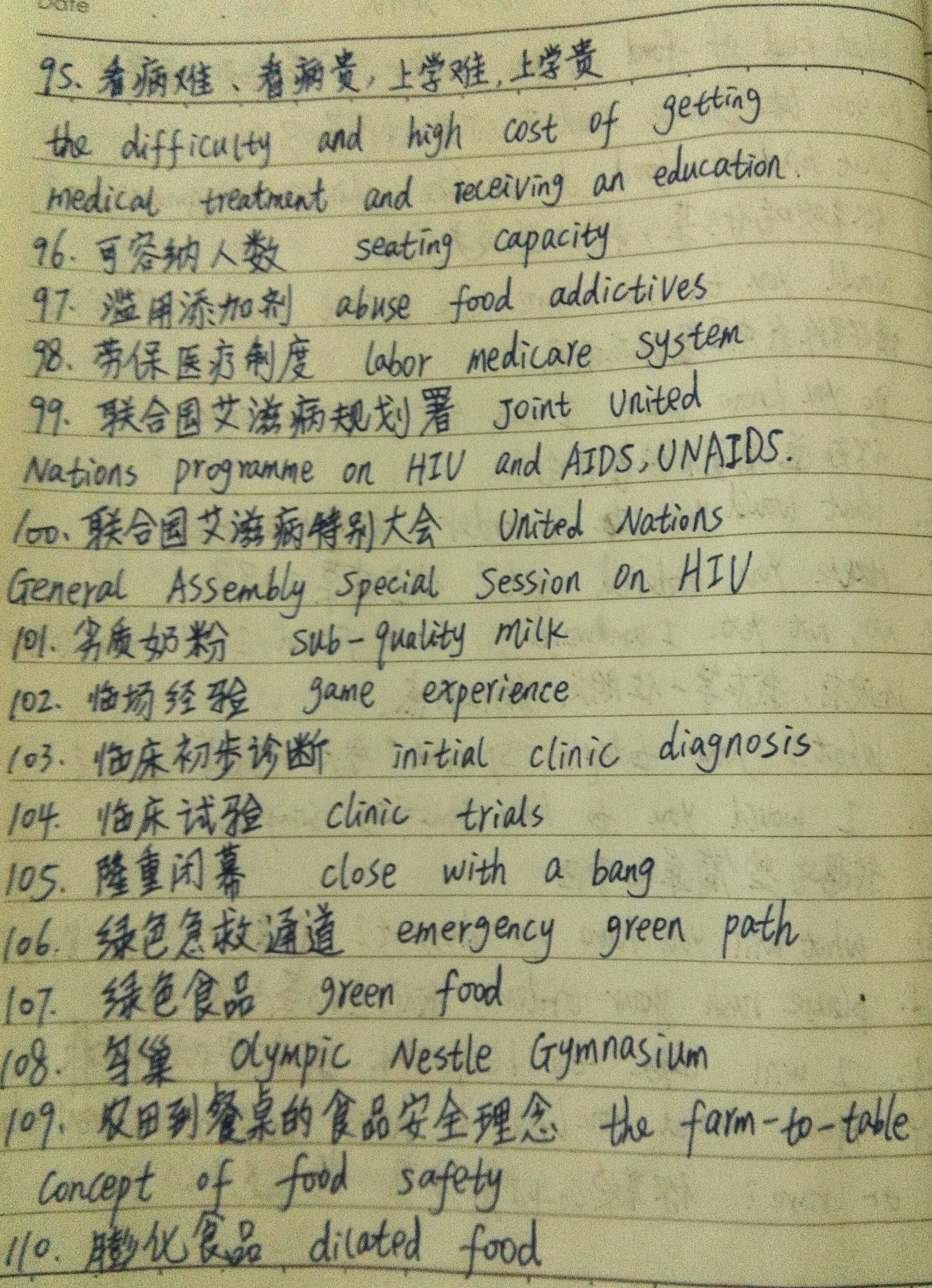 体育和健康英语词汇汇总