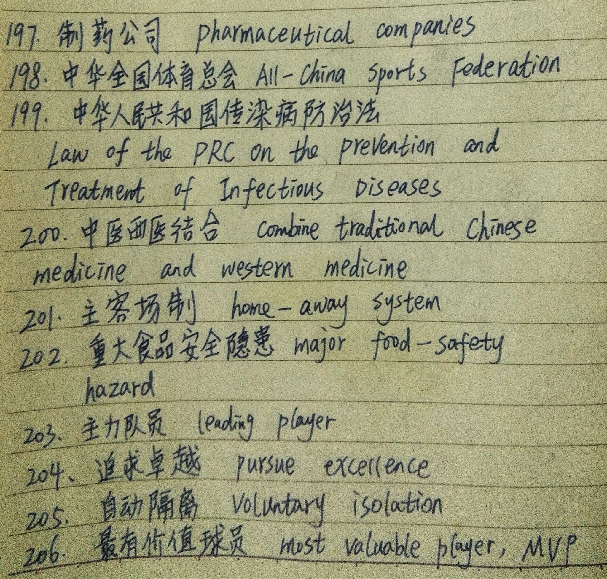 体育和健康英语词汇汇总