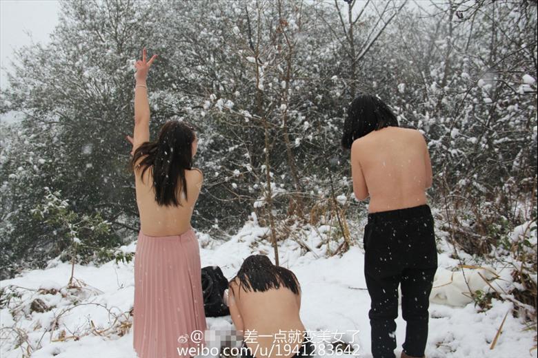 宁波这么冷，这三个妹子却脱光了衣服