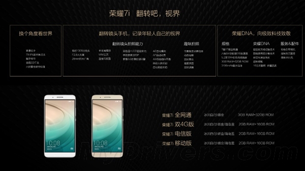 華為公司榮耀7i公布：旋轉(zhuǎn)監(jiān)控攝像頭 側(cè)面指紋