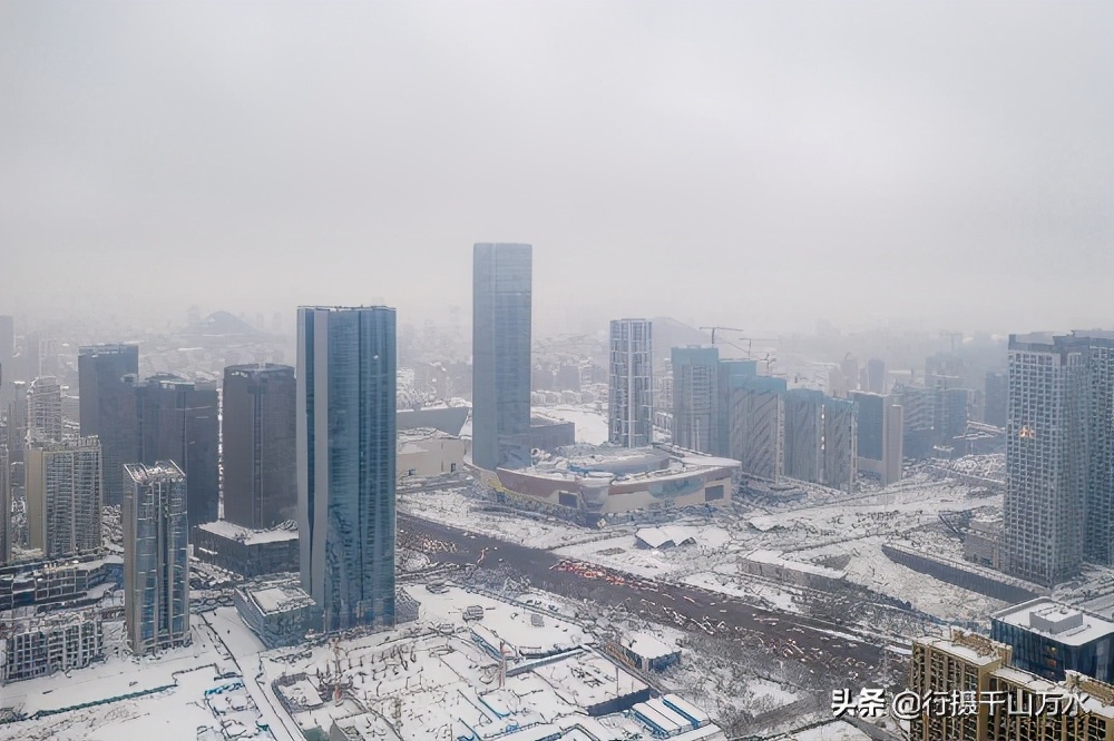 Jinan snowed, boat takes new city of Jinan the eastpart part, take the beautiful scenery after you watch snow