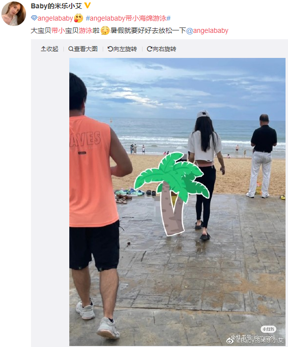 Angelababy独自带儿子小海绵三亚游泳，酷爱冲浪的她曾秀出视频，这一次她没有烟不离手
