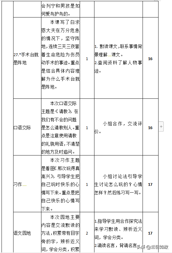 2018部编人教版语文三年级上册 教材分析教学计划及进度