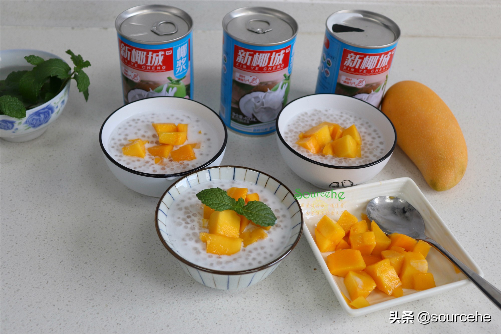 西米露只需5分鐘，晶瑩剔透，搭配芒果椰漿，香甜冰爽，很好吃