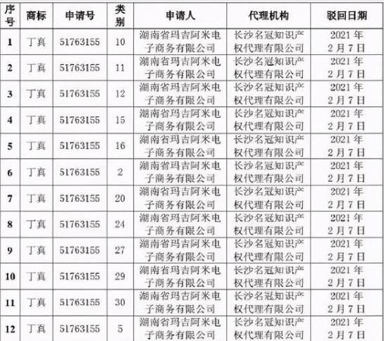 2021抢注商标驳回第一枪！91件涉及“丁真”商标被驳回