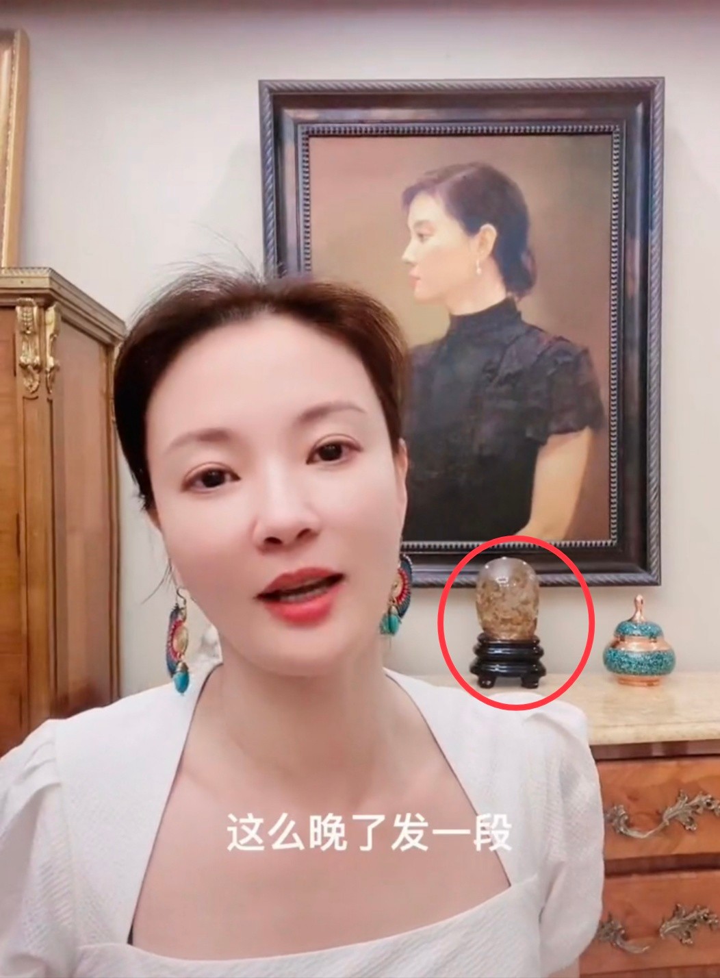 央视美女主持刘芳菲豪宅曝光，身后肖像画显眼，宝石摆件不一般