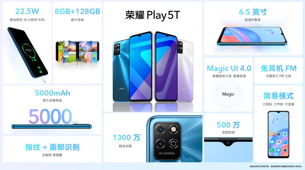 荣耀Play5发布：7.46mm轻薄设计，搭载66W超级快充技术