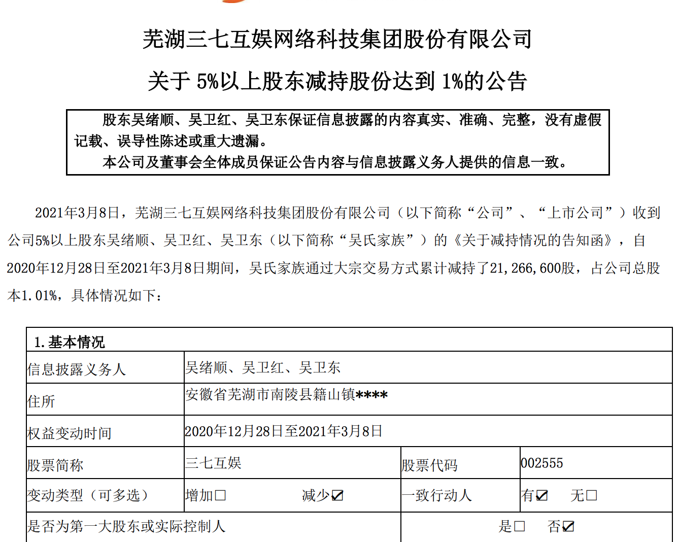 三七互娱跌停背后：2021年Q1营收、利润双双下滑，隐雷浮现