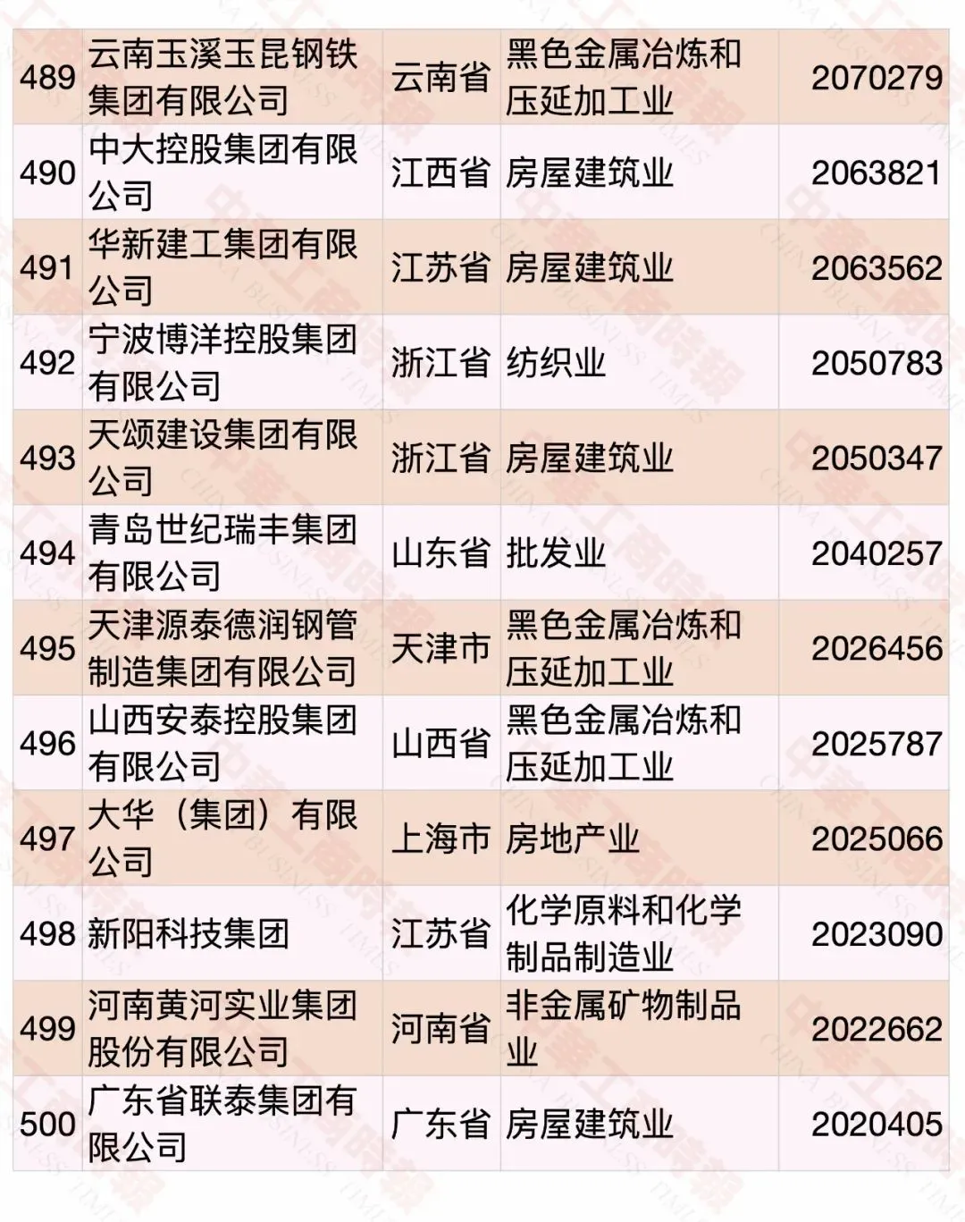 2020中国民营企业500强榜单