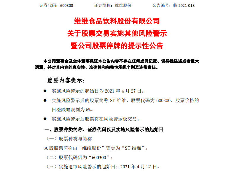 维维股份怎么了？净利增5倍却突然ST，违规占款、多元化折戟