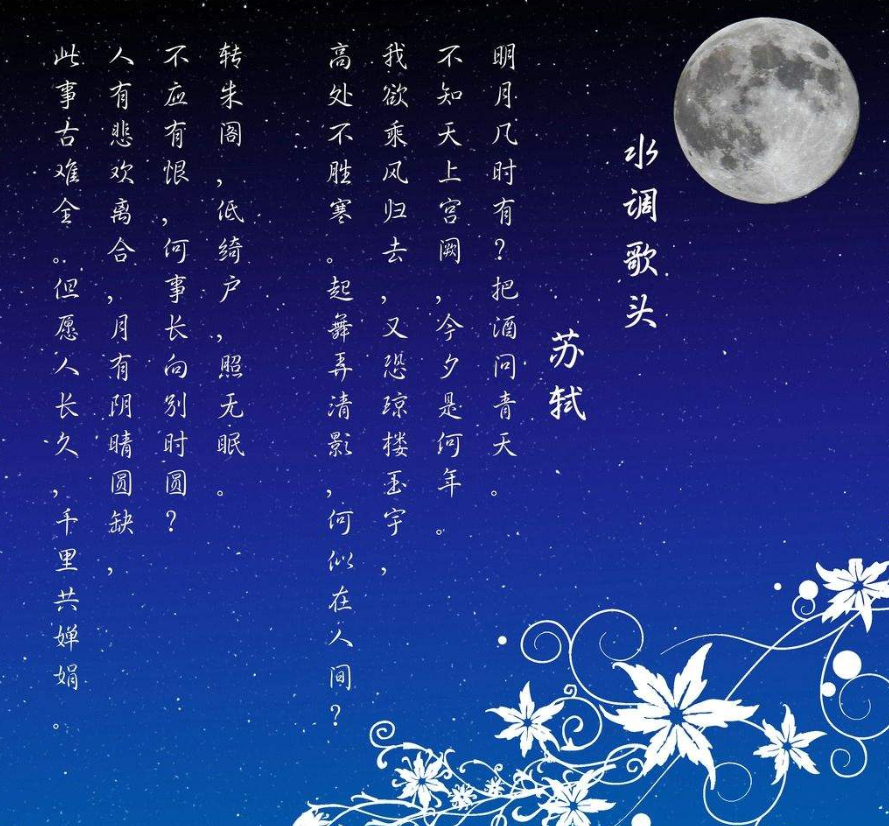 中国古代的词中选出10首最好的，苏轼的《水调歌头》登顶第一