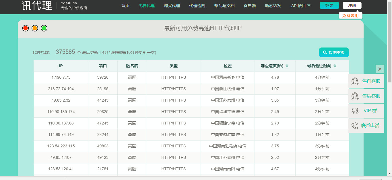 一些免费的代理IP网站