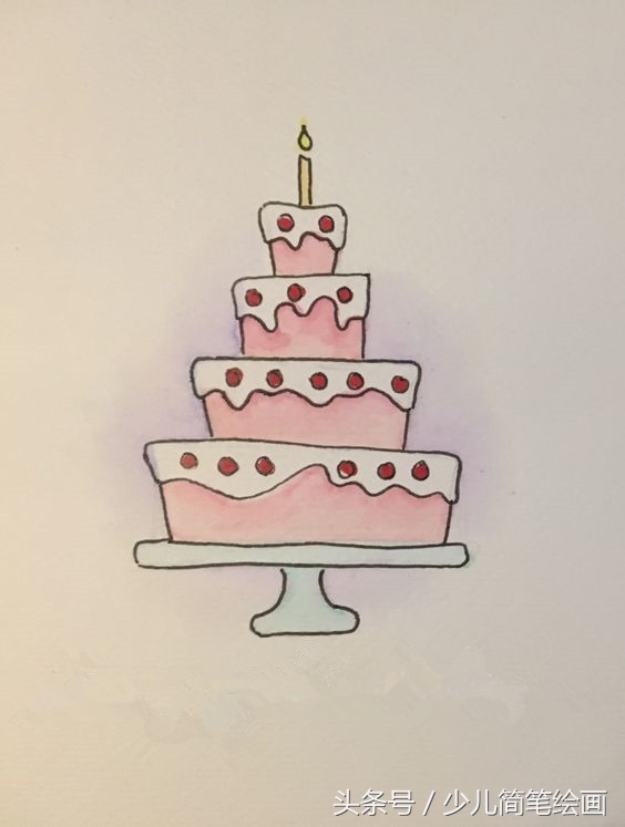 漂亮的生日蛋糕 多层蛋糕 一起来画画