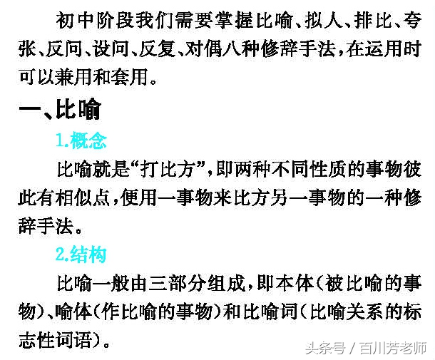 初中语文必须掌握的修辞手法