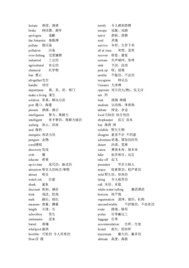 北师大版高中英语必修1~必修5单词表！