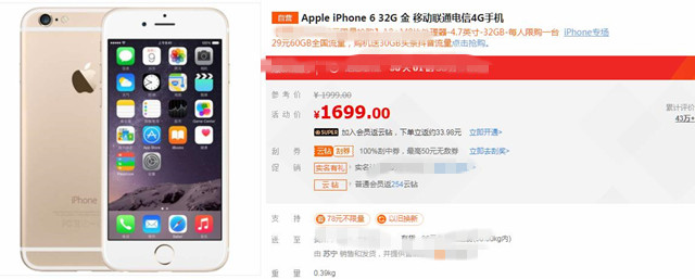 iPhone6竟已降到1699元，網(wǎng)民：四年了，還挺升值！