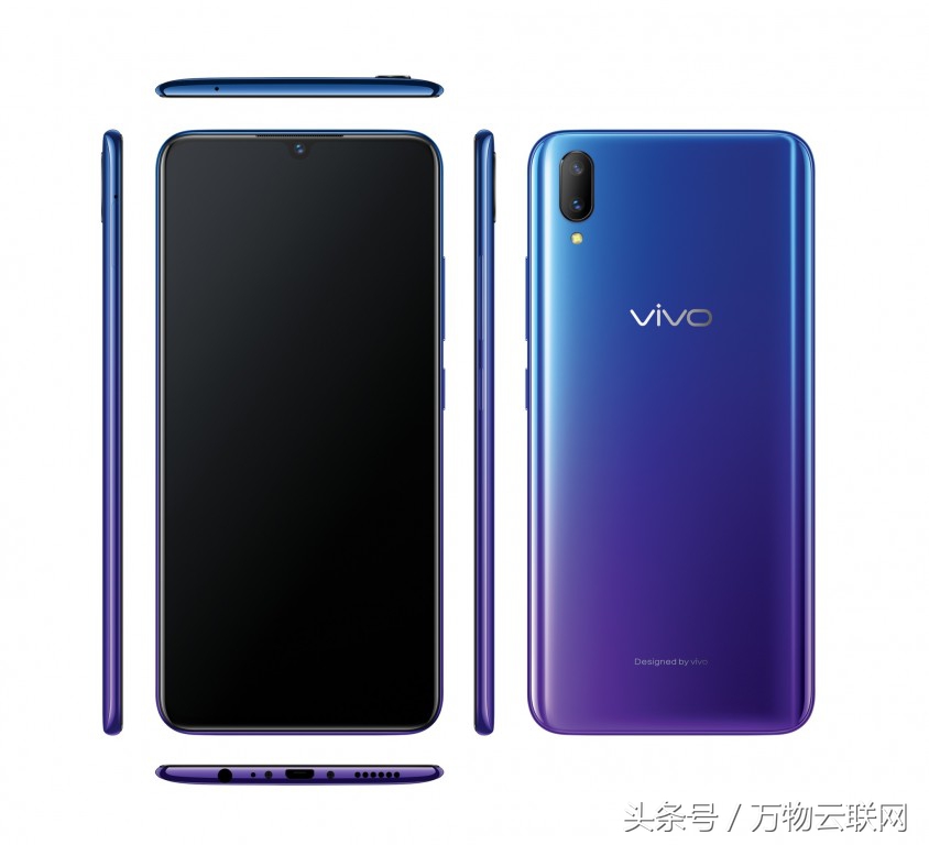 Vivo V11选用HALO全景图显示器，屏中指纹识别扫描机，配用骁龙660 SOC