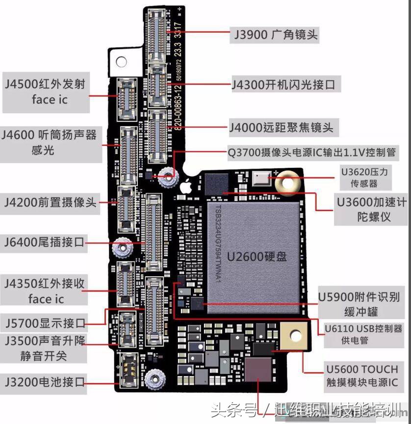 这些苹果手机主板元件彩标图，每一处都清晰可见，花钱都买不到