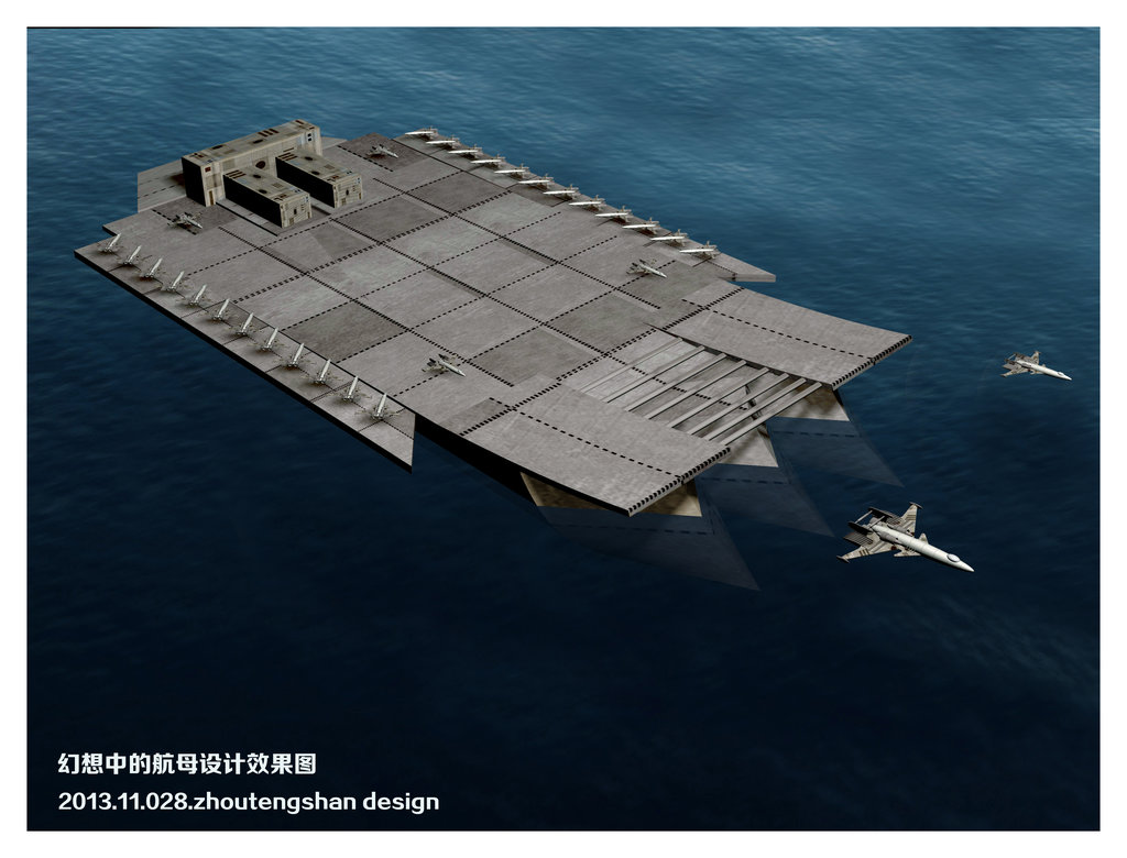 周腾山设计制作中国未来大型航母示意图