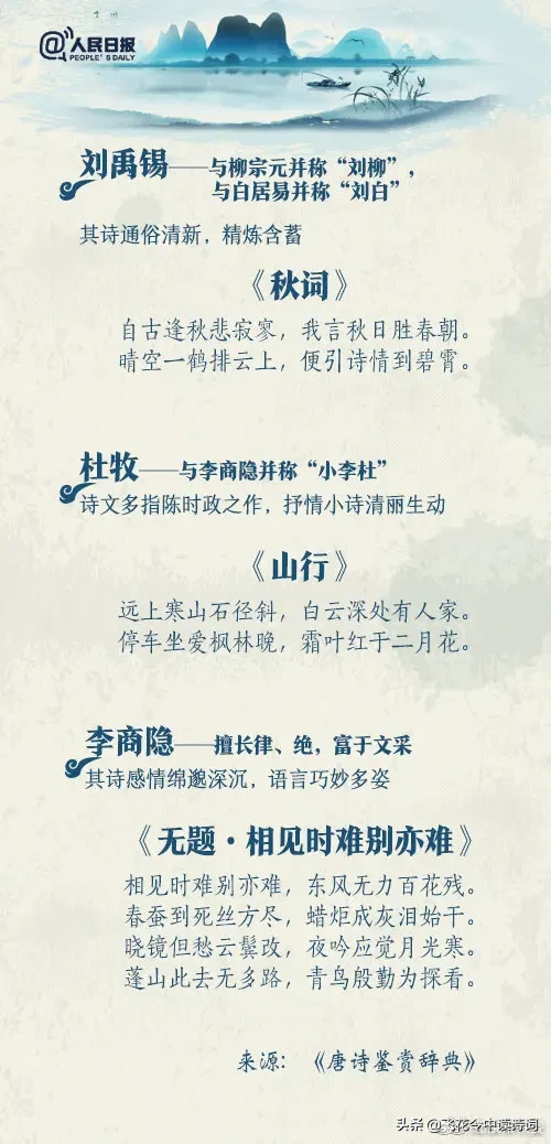 人民日报:“王孟”“李杜”唐朝代表诗人及27首代表诗，请背下来-第8张图片-诗句网