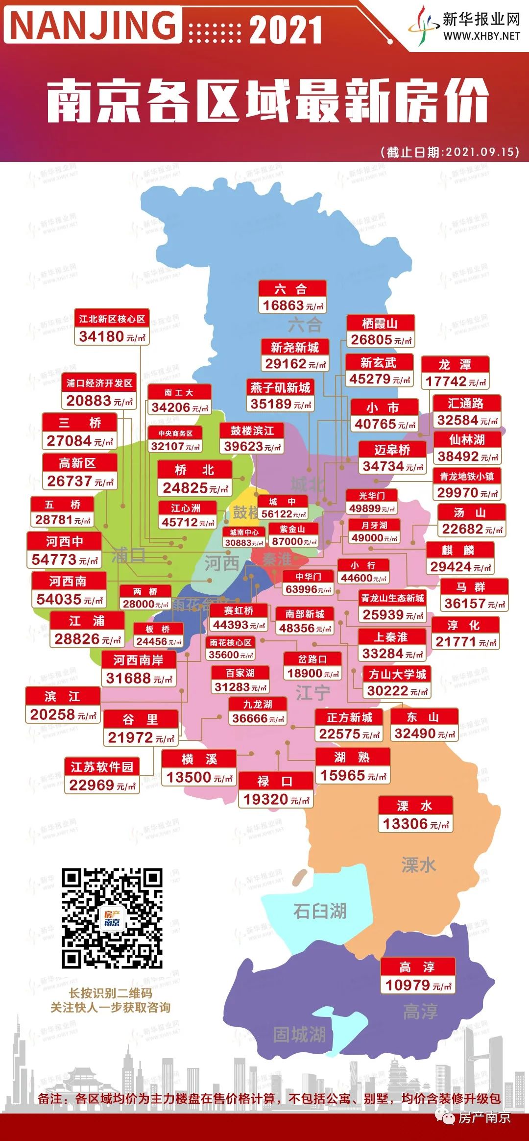 南京各区9月最新房价地图出炉