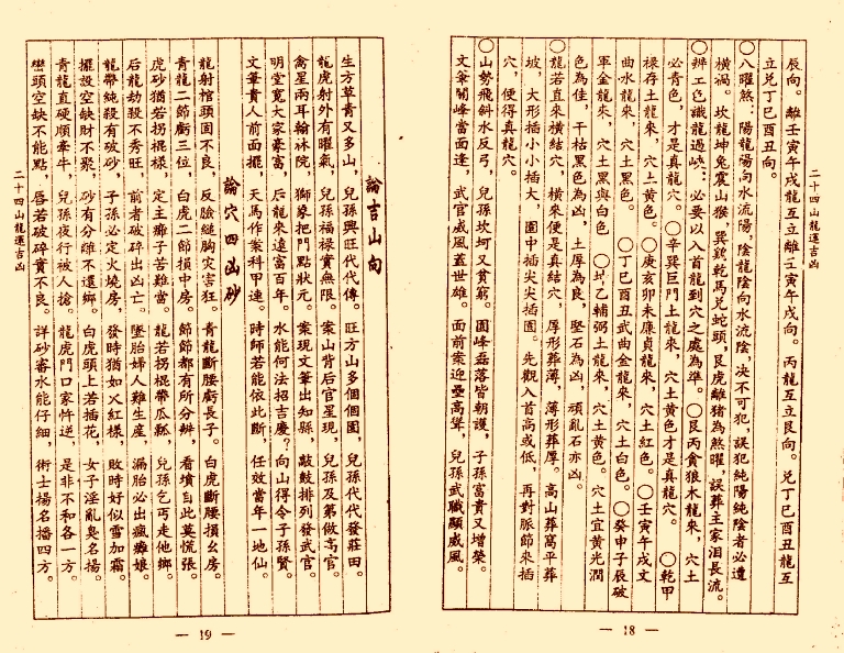 风水古籍刻本《杨公二十四山龙运吉凶》