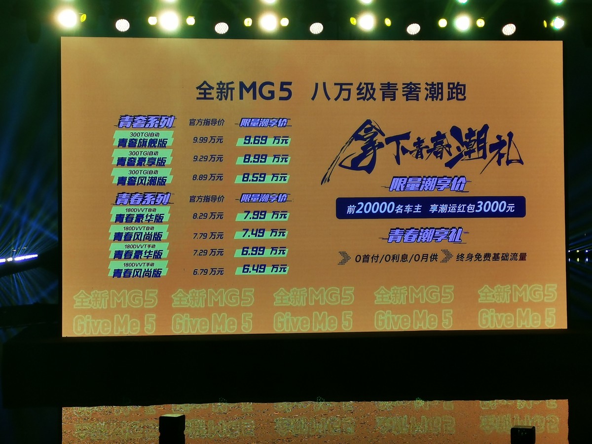 造型炸街、“8秒级”动力劲、独具雅马哈音响 全新MG5上市，限量潮享价6.49万-9.69万元