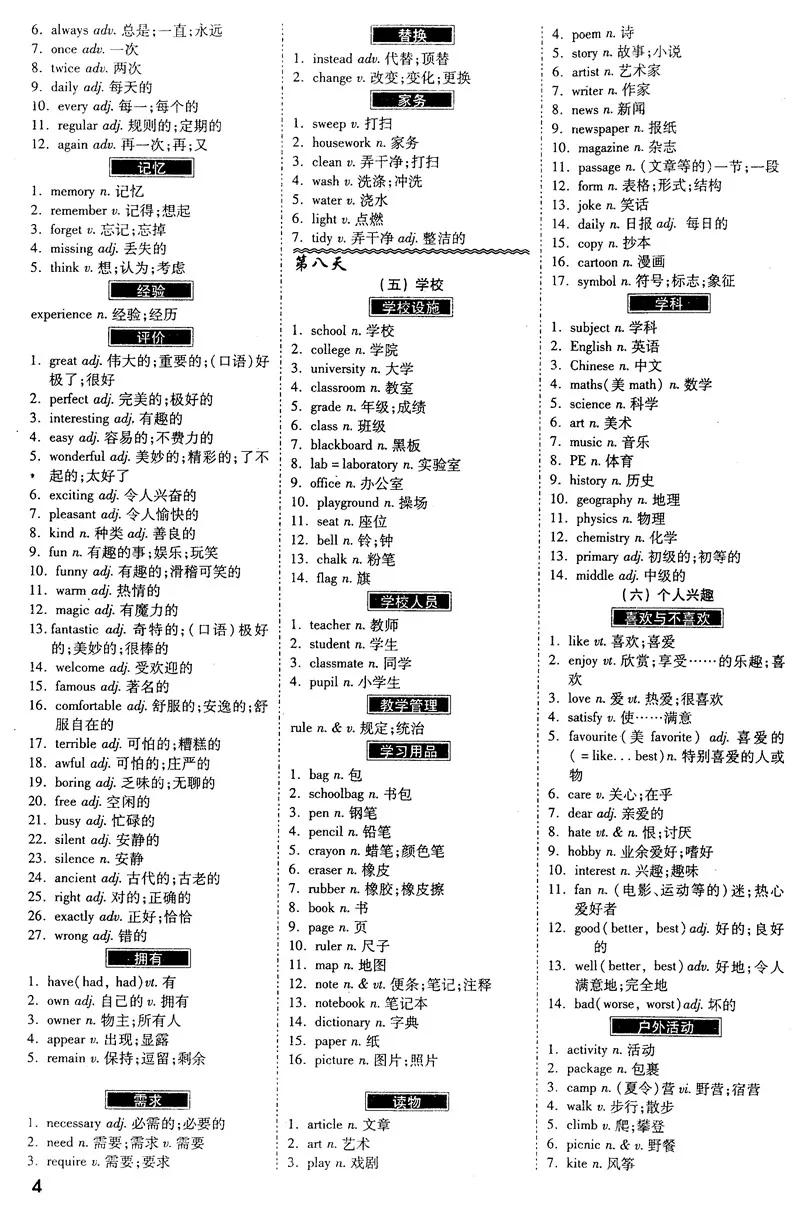 一张单词速记表让孩子28天高效记住初中必考1600词