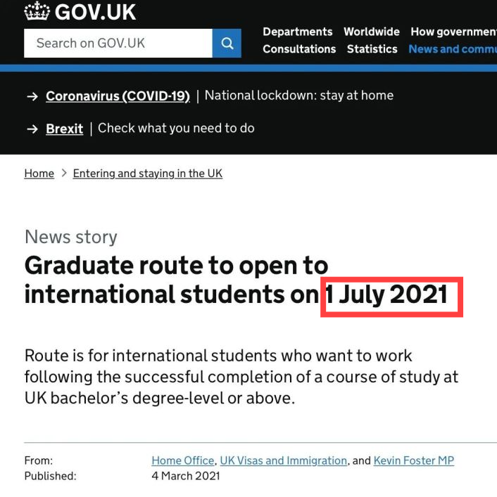 英国毕业生签证政策更新！这些学生要6月21日前入境英国