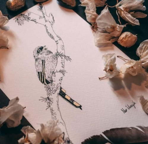 针管笔插画唯美图片 