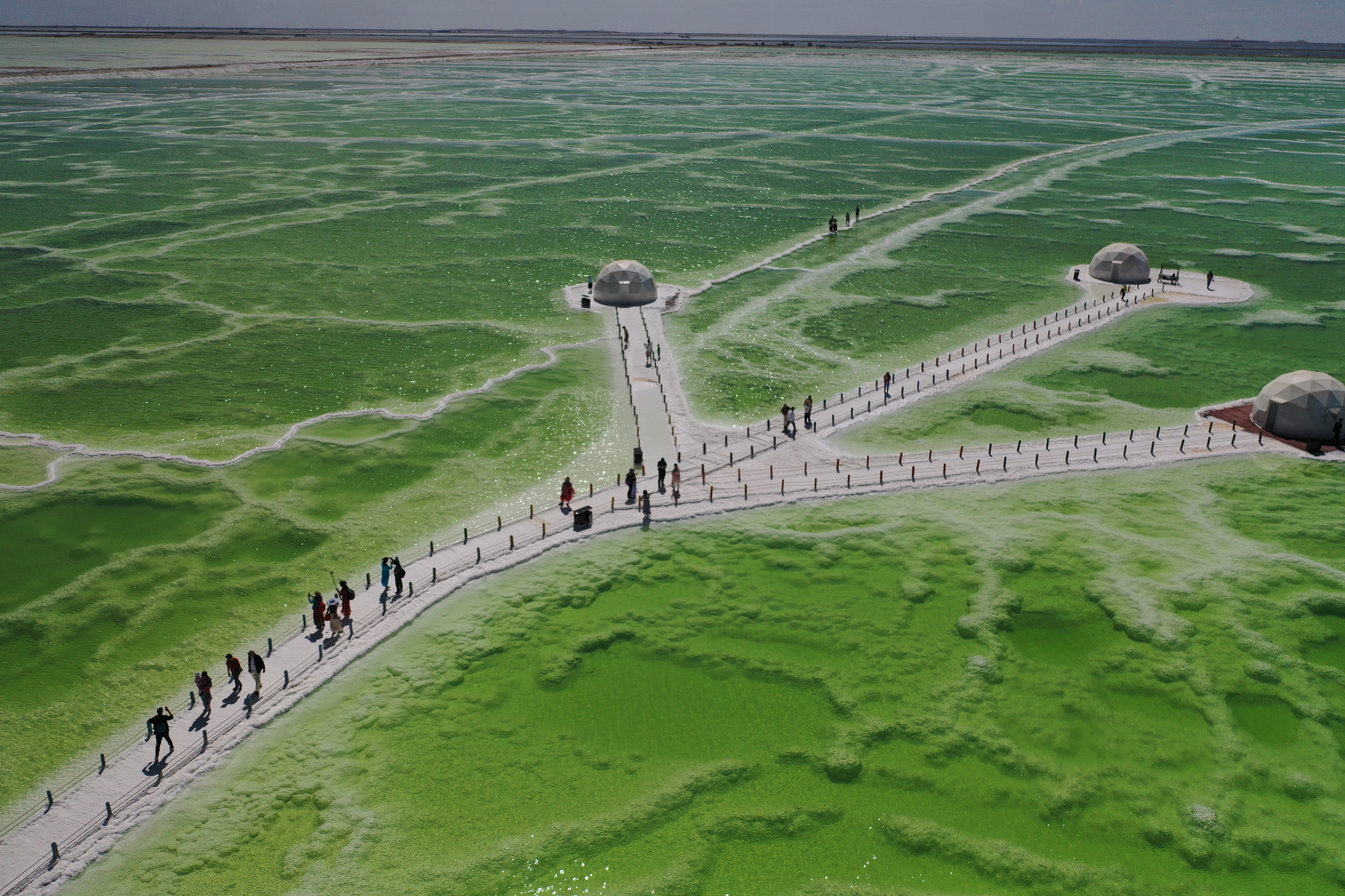 游客青睐中国最大盐湖——察尔汗盐湖