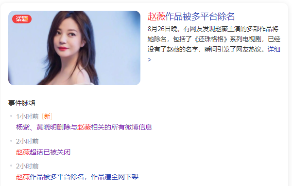 网曝赵薇被多平台除名，结果却大相庭径，对此