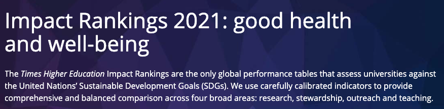 重磅出炉 | 2021年泰晤士世界大学影响力排名发布