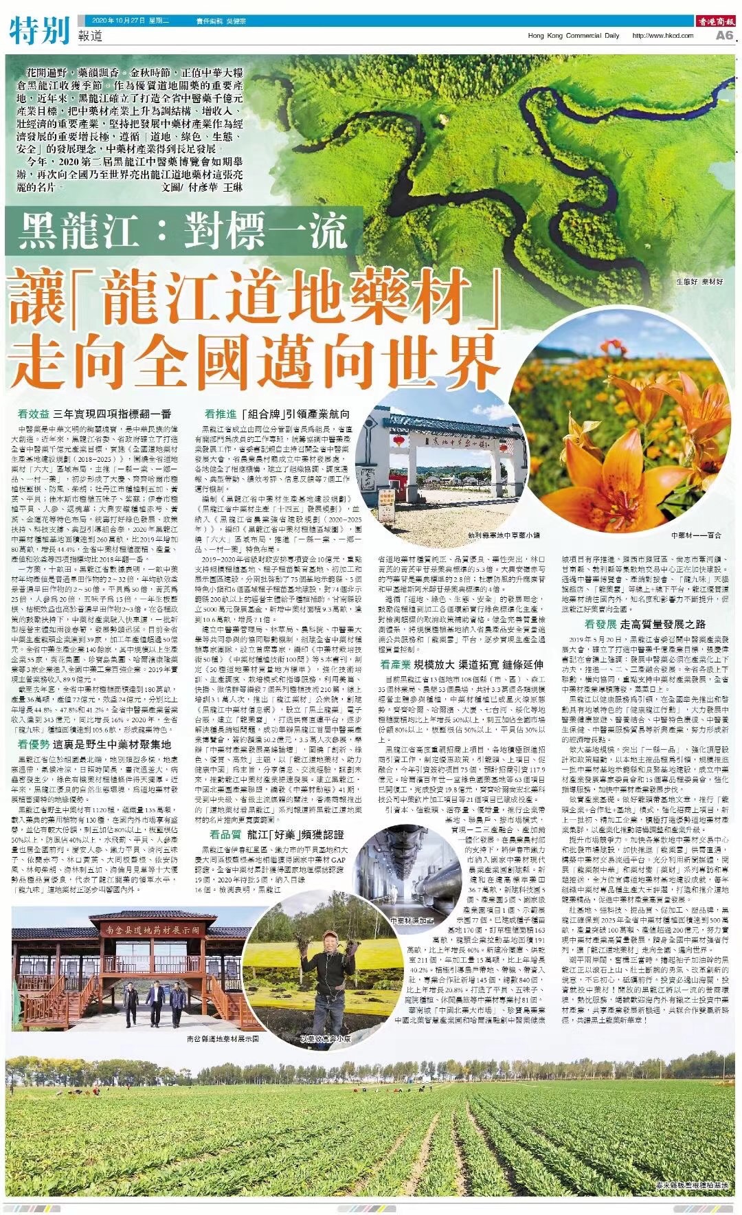黑龙江：对标一流 让“龙江道地药材”走向全国迈向世界