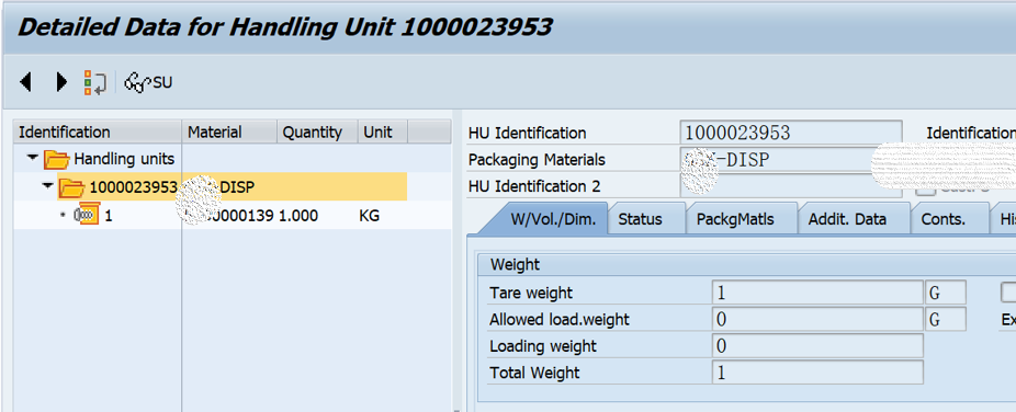 SAP HUM 使用HU02去Unpack一个HU