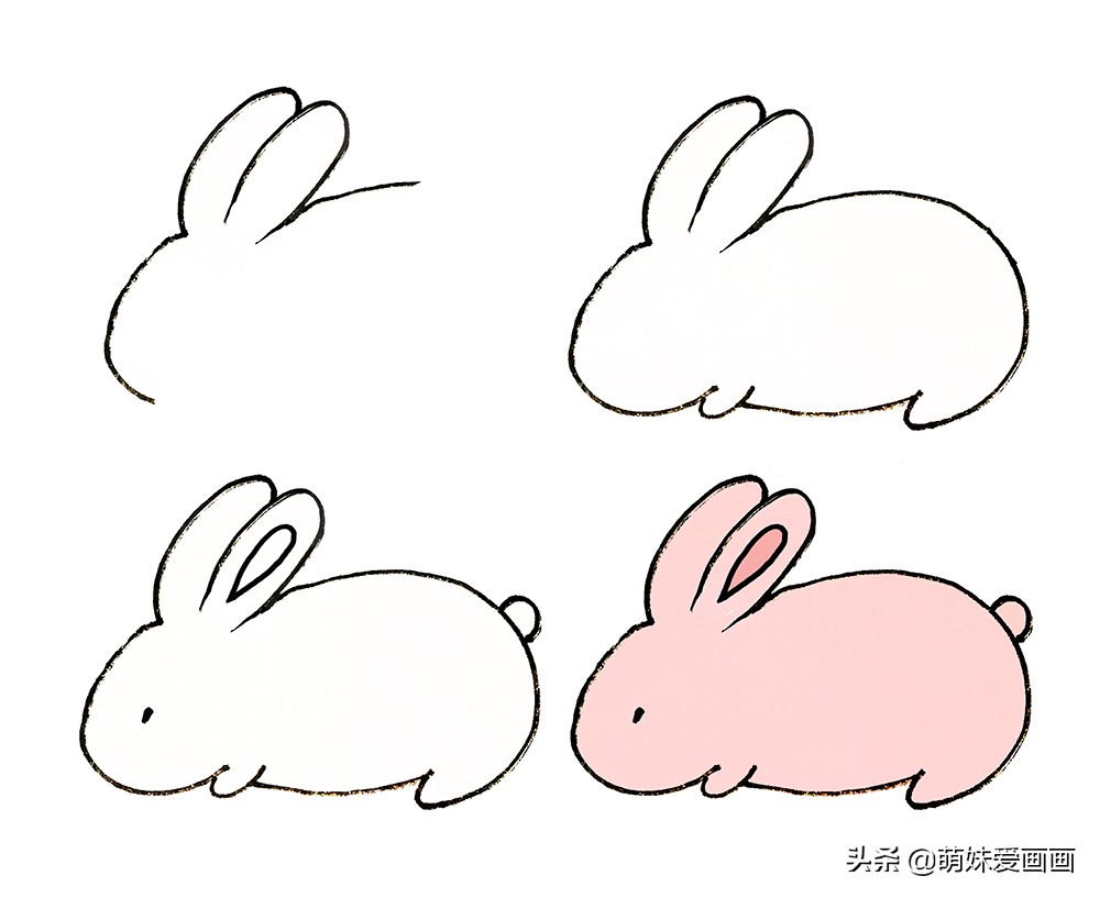 小兔子简笔画教程 跟着画3秒学会 简笔画 蓝灵育儿网