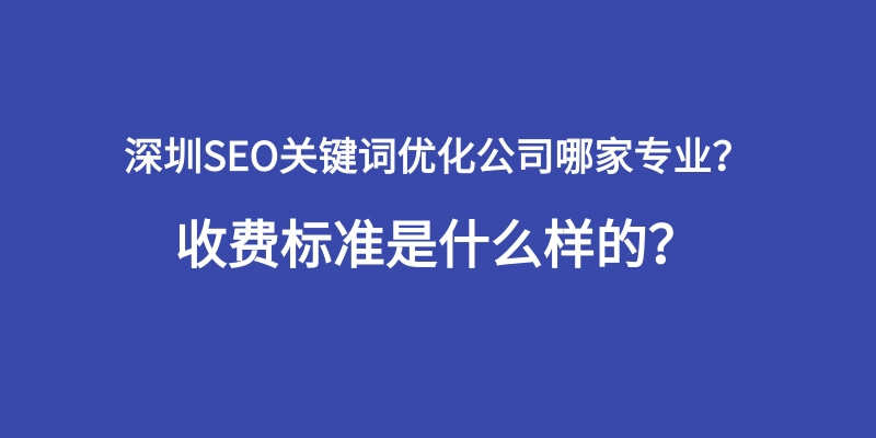 深圳SEO关键词优化公司哪家专业？收费标准是怎样？