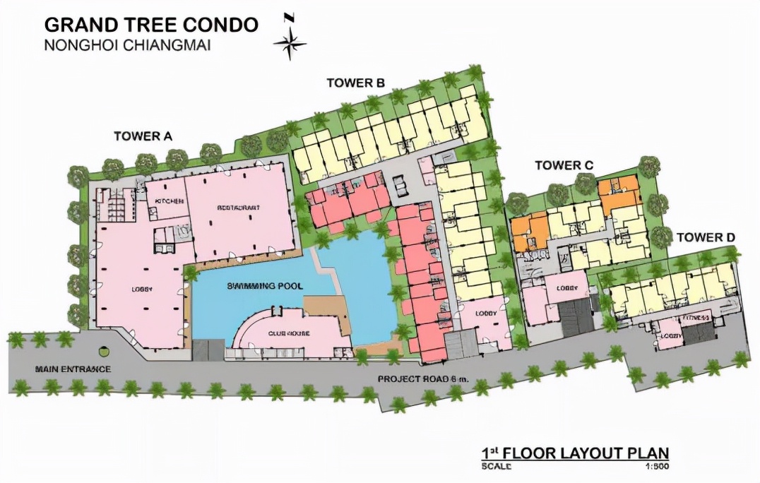 泰国清迈内环核心地段景观公寓丨Grand Tree Condo 萍河·橡树湾